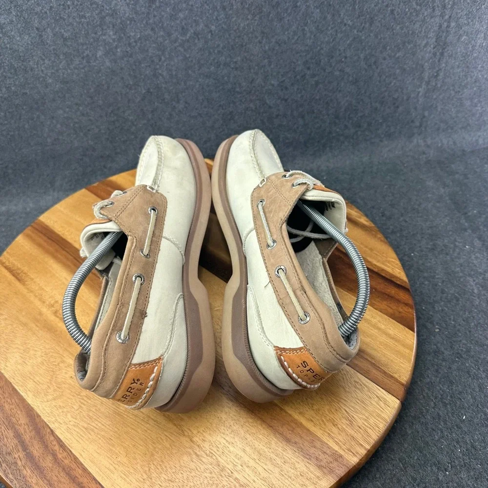 Sperry Top Sider Mako Collection Boat Shoes Mens Size 10 Oyster Taupe Leather